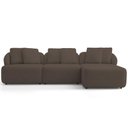 Ver imagem 3 de Sofá 3 Lugares com Chaise Direito Sala Living 248cm Arlo F04 Veludo Marrom - Lyam Decor
