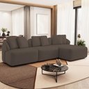 Ver imagem 1 de Sofá 3 Lugares com Chaise Direito Sala Living 248cm Arlo F04 Veludo Marrom - Lyam Decor