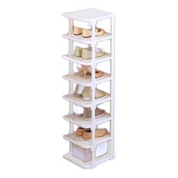 Organizador de Sapatos Vertical com 8 Prateleiras Elegante:branco - 1
