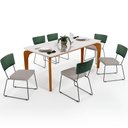 Ver imagem 1 de Mesa Capri 160cm Off White Nature E 6 Cadeiras Allana B05 Facto Verde Musgo Linho Bege - Lyam Decor