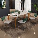 Ver imagem 2 de Mesa Capri 160cm Off White Nature E 6 Cadeiras Allana B05 Facto Verde Musgo Linho Bege - Lyam Decor