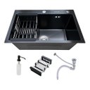 Ver imagem 3 de Cuba Pia Inox Preta Quadrada Cozinha Gourmet 60cm + Kit