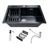 Cuba Pia Inox Preta Quadrada Cozinha Gourmet 60cm + Kit - 3