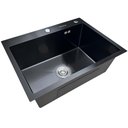 Ver imagem 1 de Cuba Pia Inox Preta Quadrada Cozinha Gourmet 60cm + Kit