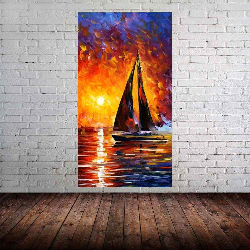 Quadro Pintura Tela Cidade Paisagem Urbana 4330: 180cm (A) x 100cm (L) - 1