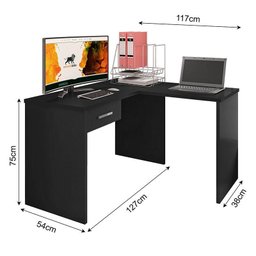 Mesa para Computador com Gaveta e Extensora e Gaveteiro Gávea com Chave 4 Gavetas Preto Fosco - Móve - 3 Mesa para Computador com Gaveta e Extensora e Gaveteiro Gávea com Chave 4 Gavetas Preto Fosco - Móve - 3