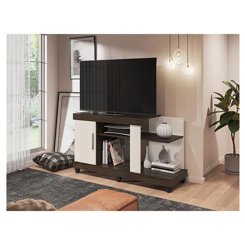 Rack Canadá 51469 Pop - Cacau/off White - Móveis Leão | MadeiraMadeira