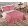 Kit Cobre Leito 3 Peças Cama Queen Dupla Face com Porta Travesseiros Matelado Rose e Bege Casa Dona - 1
