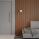 Ver imagem 1 de Abajur Luminária de Chão Kaline Vidro Globo Fosco Cobre com Preto Bivolt Sala ou Quarto