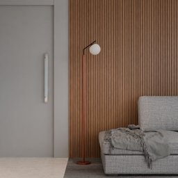 Abajur Luminária de Chão Kaline Vidro Globo Fosco Cobre com Preto Bivolt Sala ou Quarto - 1