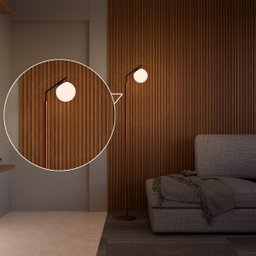Abajur Luminária de Chão Kaline Vidro Globo Fosco Cobre com Preto Bivolt Sala ou Quarto - 4