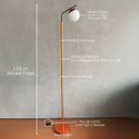 Ver imagem 3 de Luminária Abajur de Chao de Alumínio com Vidro Globo 14cm com Lampada Branco Quente