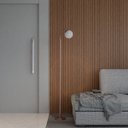 Ver imagem 1 de Luminária Abajur de Chão Piso de Alumínio Bivolt com Globo Vidro 14cm com Lâmpada Branco Quente