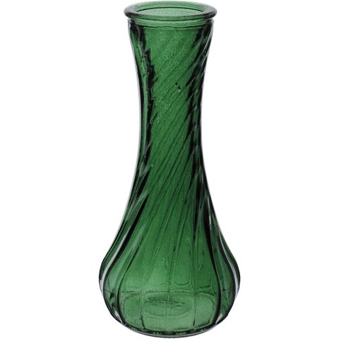 Vaso Garrafa Decorativo de Vidro Verde 15x7x7cm Enfeite Sala Mesa Estante Flores