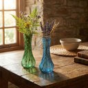Ver imagem 6 de Vaso Garrafa Decorativo de Vidro Verde 15x7x7cm Enfeite Sala Mesa Estante Flores