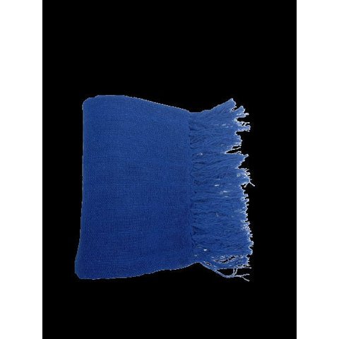 Manta Sofá/Cama Solteiro 1,60x2,30 Algodão Azul Caneta