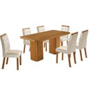 Ver imagem 2 de Conjunto Mesa de Jantar 180cm com 6 Cadeiras Estofadas Multimóveis Crrft-CON052 Madeirado/Creme