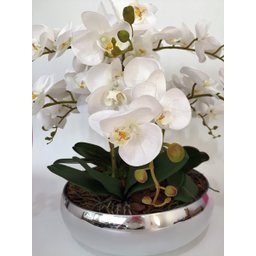 Arranjo Orquídeas De Silicone 6 Unidades Para Mesa Com Vaso - 4