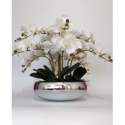 Arranjo Orquídeas De Silicone 6 Unidades Para Mesa Com Vaso - 1