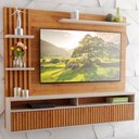 Ver imagem 1 de Painel para TV Até 65 Polegadas Dell 1 Porta 3 Prateleiras Ripado Mel/Off White - Viero Móveis
