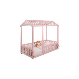 Cama Infantil Montessoriana com Grade Bruna Rosa Com Colchão - 2