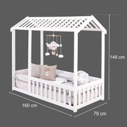Cama Infantil Montessoriana com Grade Bruna Rosa Com Colchão - 4