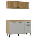 Ver imagem 1 de Armário de Cozinha e Balcão 120cm Classic Ripado Damasco/Off Z46 - Mpozenato