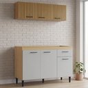 Ver imagem 4 de Armário de Cozinha e Balcão 120cm Classic Ripado Damasco/Off Z46 - Mpozenato