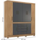 Ver imagem 5 de Guarda Roupa Casal Demóbile New Realce 8 Portas 04 Gavetas com Pés Amendola Touch Grafito