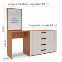 Ver imagem 2 de Conjunto Cômoda Penteadeira 4 Gavetas 150cm Lisboa Politorno Móveis