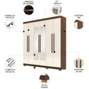 Ver imagem 3 de Guarda Roupa Casal 218cm com Espelho Bolty Imbuia/champanhe V02 - Mpozenato
