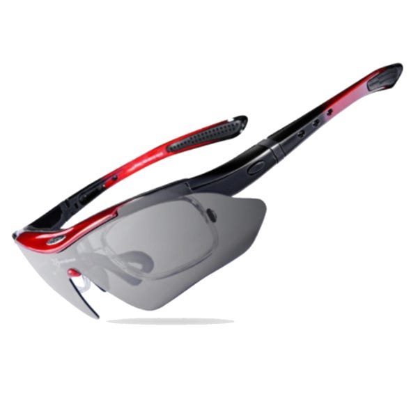 Óculos Ciclismo Rockbros 5 Lentes Polarizada Bike Vermelho - 1