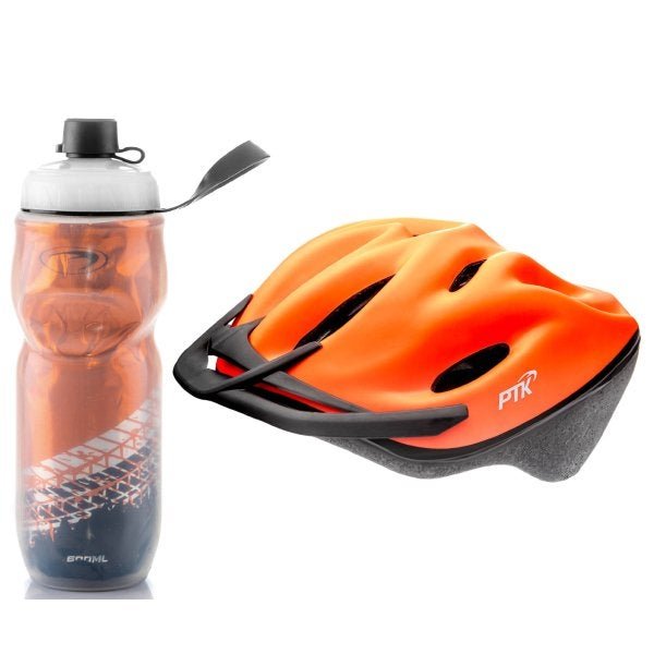 Capacete Ciclismo Garrafa Térmica Bike MTb Speed Esporte Laranja - 1