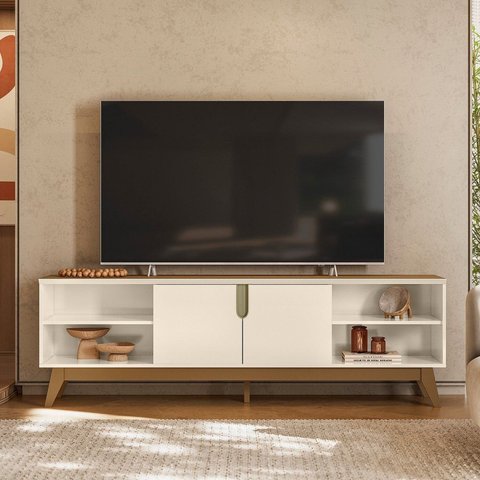 Rack para TV 75 Polegadas 58,5cm x 183cm Campinas Off White/Amendoa
