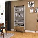 Ver imagem 1 de Cristaleira com 2 Portas de Vidro e 1 Gaveta Mel Off White Mdp Mb 1057 Movelbento