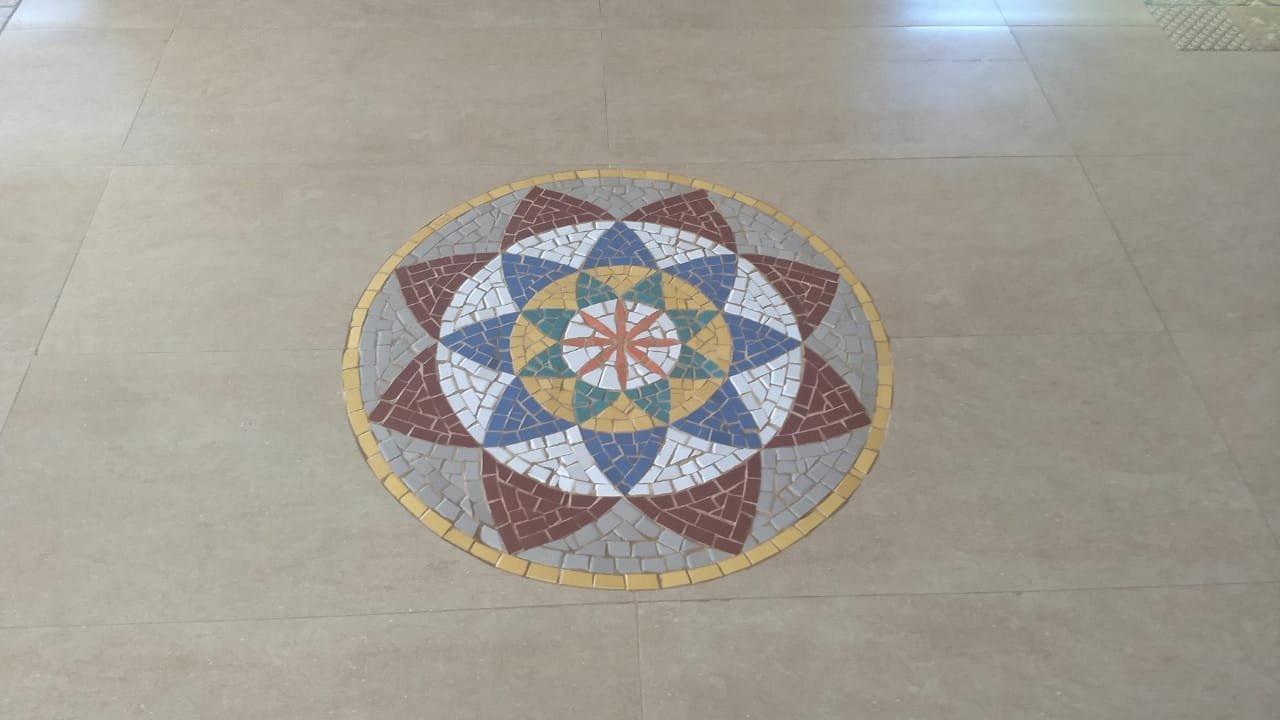 Mandala Indiana I Piso Mosaico Ceramico 150cm - 3