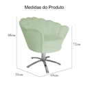 Ver imagem 4 de Poltrona Estofada Decorativa 1 Lugar Base Giratória de Metal Pétala Veludo Verde Chá - LM DECOR