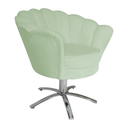 Ver imagem 3 de Poltrona Estofada Decorativa 1 Lugar Base Giratória de Metal Pétala Veludo Verde Chá - LM DECOR