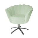 Ver imagem 2 de Poltrona Estofada Decorativa 1 Lugar Base Giratória de Metal Pétala Veludo Verde Chá - LM DECOR