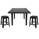 Ver imagem 1 de Mesa Quadrada Desmontável de Plástico 90cm Preta + 2 Banquetas Empilháveis