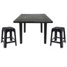 Mesa Quadrada Desmontável de Plástico 90cm Preta + 2 Banquetas Empilháveis - 1