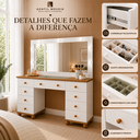 Ver imagem 3 de Penteadeira Camarim Completa com Espelho Luz LED e Banqueta:Branco Nature