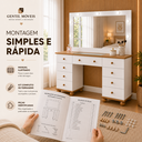 Ver imagem 6 de Penteadeira Camarim Completa com Espelho Luz LED e Banqueta:Branco Nature