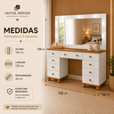 Ver imagem 2 de Penteadeira Camarim Completa com Espelho Luz LED e Banqueta:Branco Nature