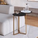 Ver imagem 1 de Mesa de Centro Dois Tampos Chanfrado Orgânica Pé Metal Complementos