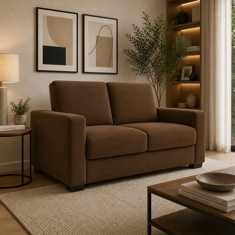 Sofá Namoradeira Moderno 3 Lugares Sala Estar Recepção Confortável Suede:Suede Marrom