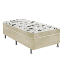 Ver imagem 1 de Cama Box Solteiro Suede Bege + Colchão Solteiro Suede Bege Espuma 88x188x55