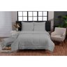 Kit Edredom Queen 200 Fios + Jogo Lençol 6 peças 100% Algodão Dupla Face Cinza Casa Dona - 1