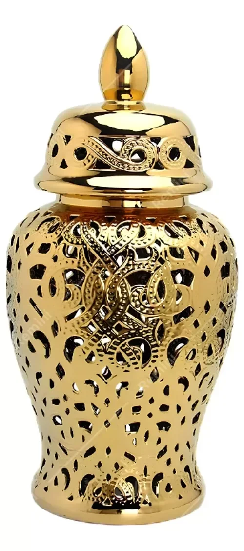 Ver imagem 1 de Vaso Dourado Decorativo Porcelana Chinesa 48x24