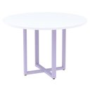 Ver imagem 1 de Mesa de Reunião Redonda P25 Pandin 110 Cm (largura) Tampo Mdp Branco Pé Aço Tubular Lilás